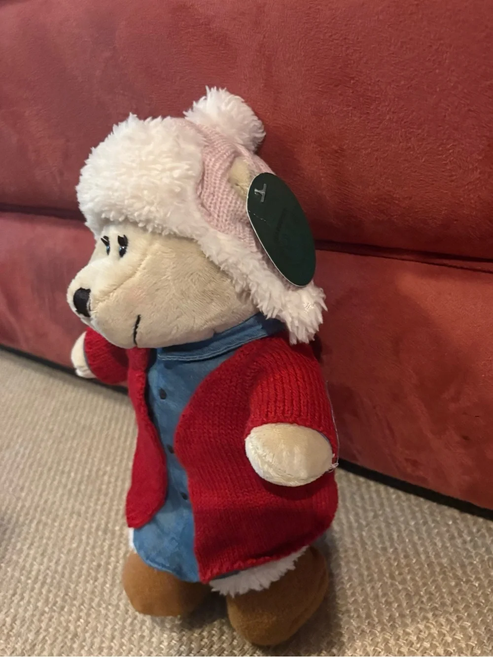 Starbucks 2016 Barista Girl Bear Plush  W/ Tag Red Sweater Pink Hat Boots